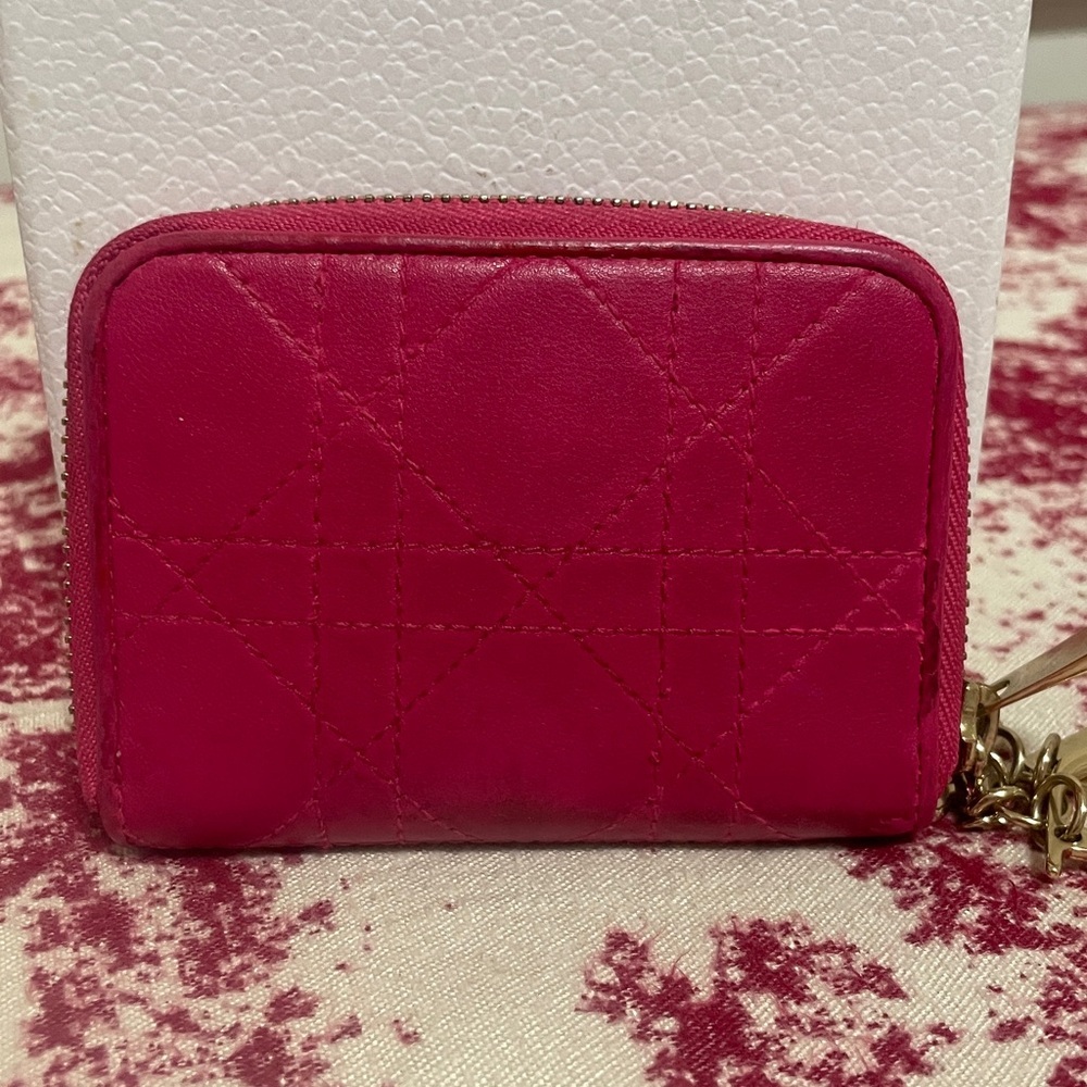 Dior Pink Quilted Leather Card/Coin Case - Picture 2 of 12
